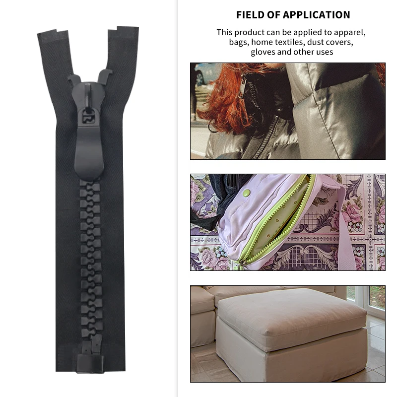 OCO Manufacturer custom big zipper resin zipper extra-large 20# black zipper for sewing Tent Bag sewing accessories