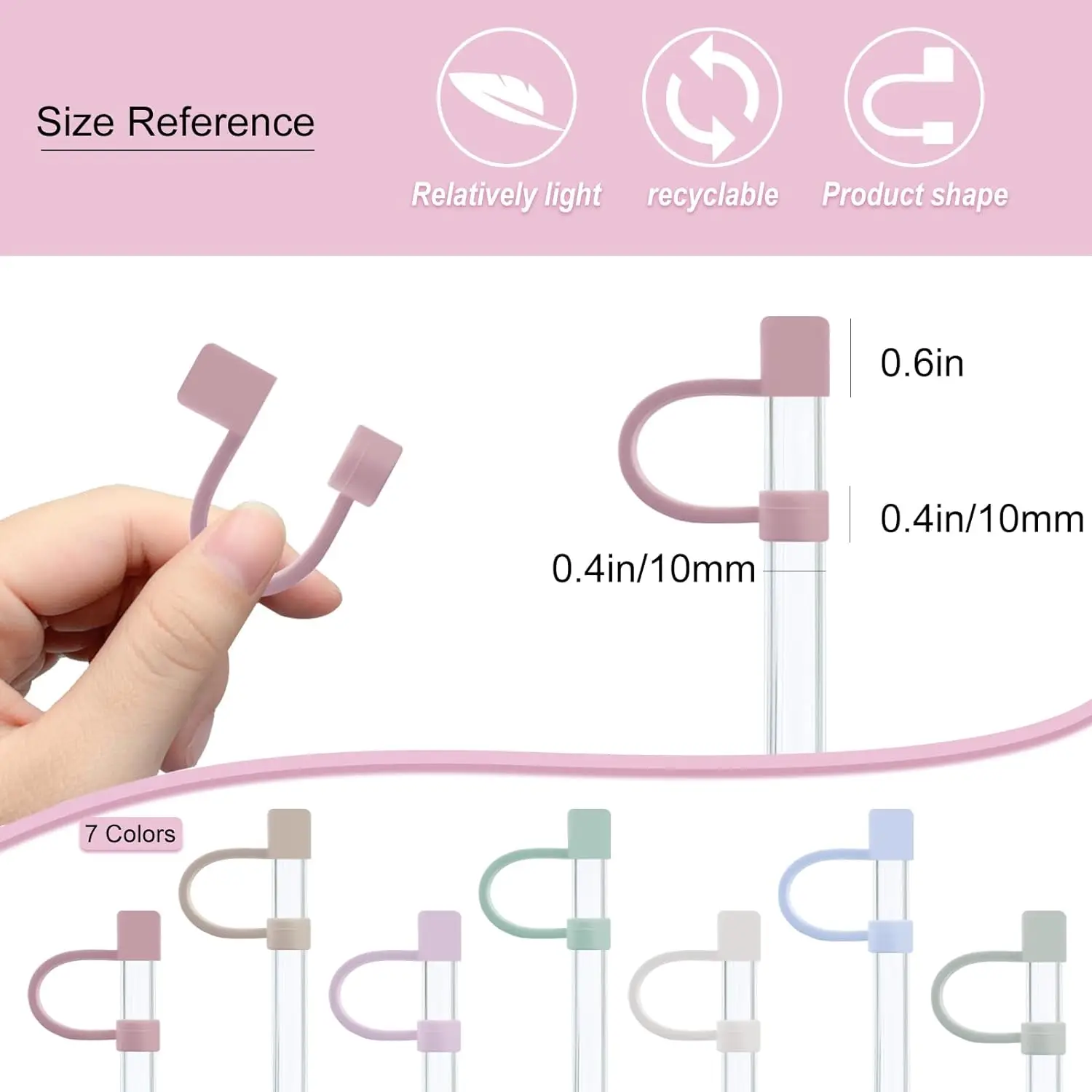 10mm Diameter Silicone Straw Covers Cap with Stanley 30&40 Oz Cup, Straw Toppers for Stanley 40 Oz Tumbler with Handle