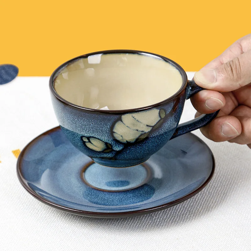 Hot Selling Customized Ceramic Stoneware Household Coffee Cup Set With Saucer & Hanging Ear