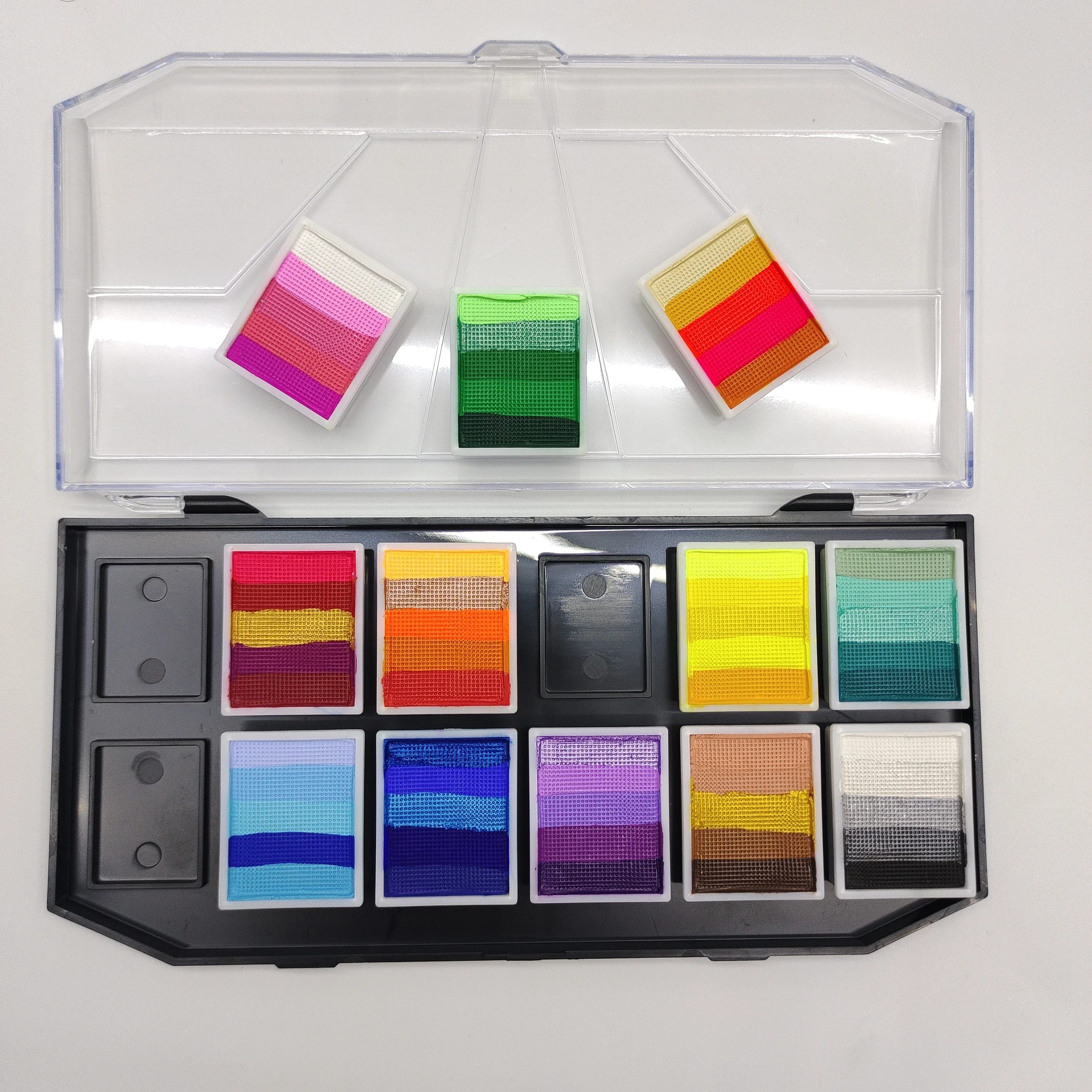 2024 Hot Selling Split Rainbow Cake Paint Face Paint Palette professional water based paint cosmetic rainbow palette for kids