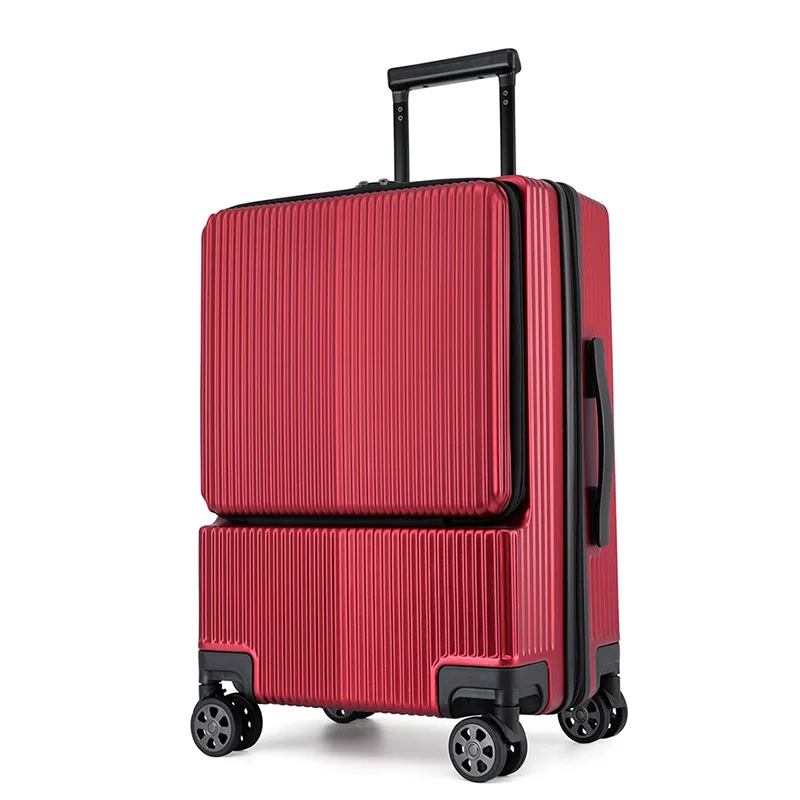 Business front opening suitcase computer boarding suitcase zipper closure side opening 20 inch rechargeable 24 inch luggage case