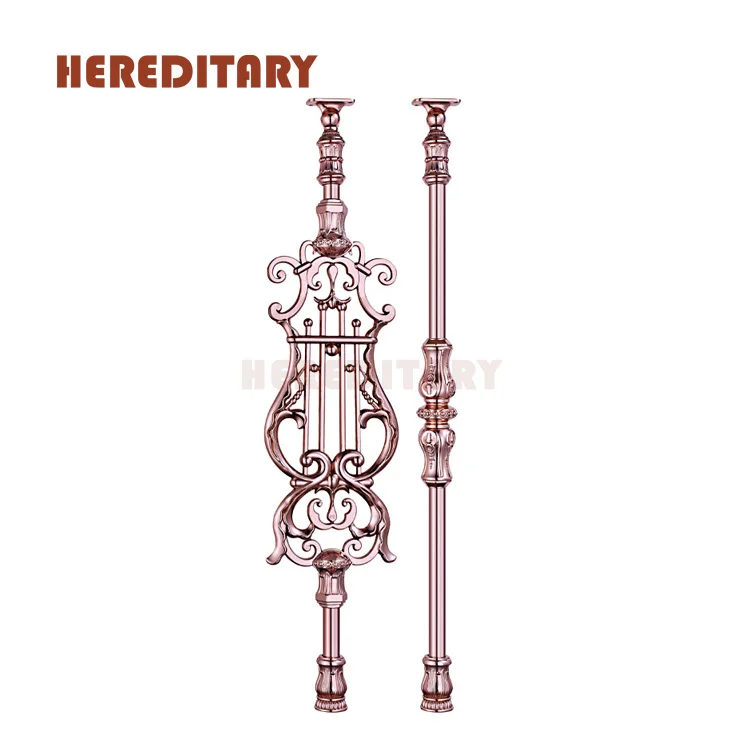 Роскошные металлические перила для помещений, анодированная алюминиевая лестница, декоративная колонка