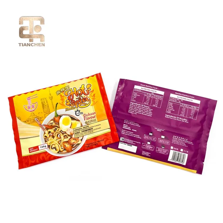 2023 hot selling 3 side seal instant noodles aluminum foil plastic sachet packaging bag snack sachet packaged bag
