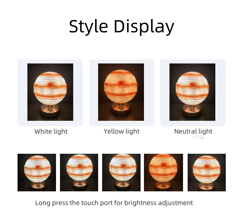 Creative Metal Table Lamp Moon Lamp Wireless Charging Touch Bar Ambient Light Bedside Desk Lamp Iron Night Light