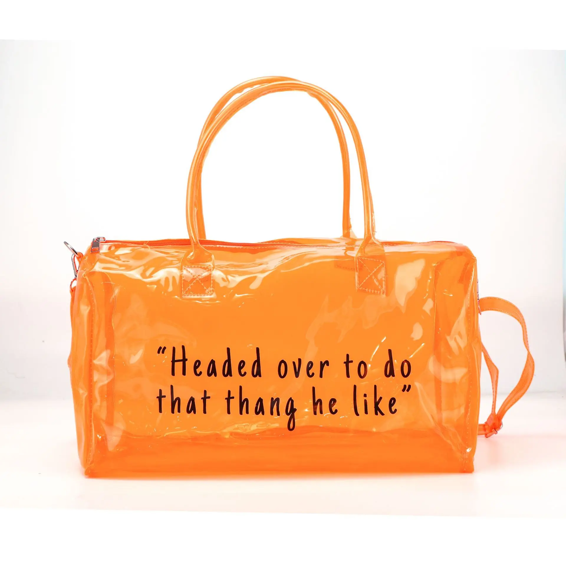 YIMYIK Wholesale Large-capacity PVC Duffel Bag Colored Transparent Letter Yoga Gym Bag