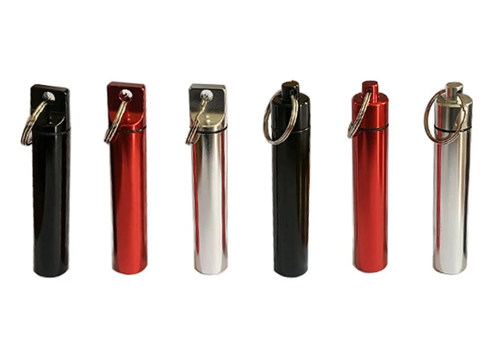 97*17MM Aluminum Toothpick Holder Portable Toothpick Case Keychain Waterproof Pill Box