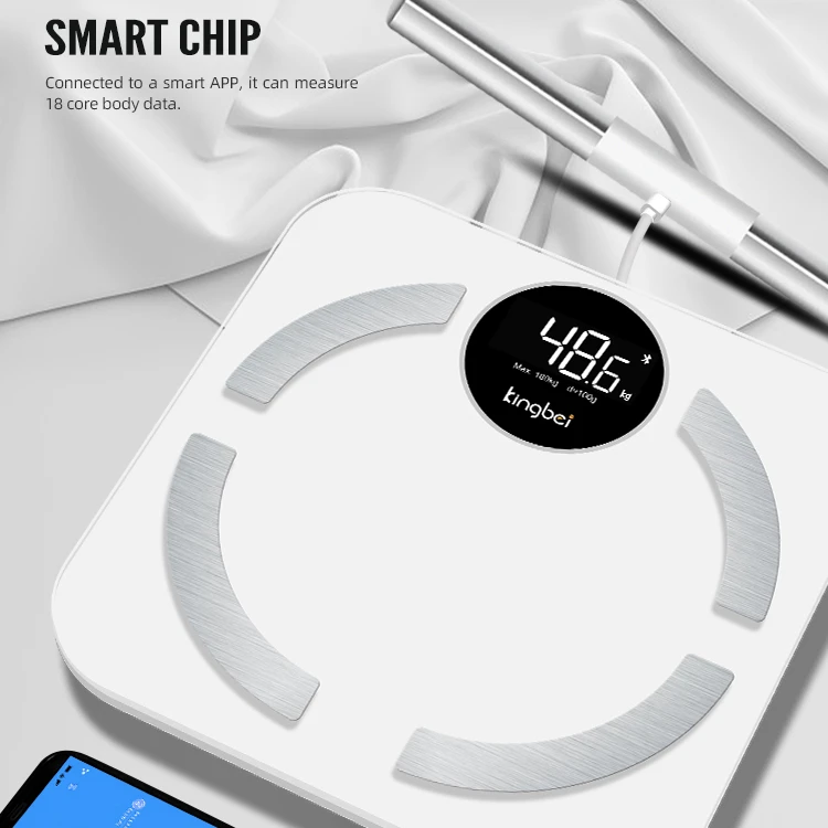 Digital Personal 8 Electric Body Composition Big LCD Display AV Screen BMI Smart Weight Scale For Free APP