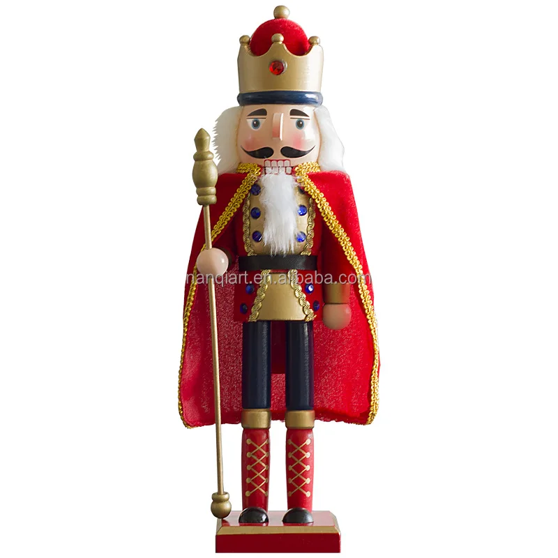 Christmas Decor Crafts Cartoon Nutcracker Soldiers Home Decoration Ornaments 38CM Cloak Wooden Nutcracker