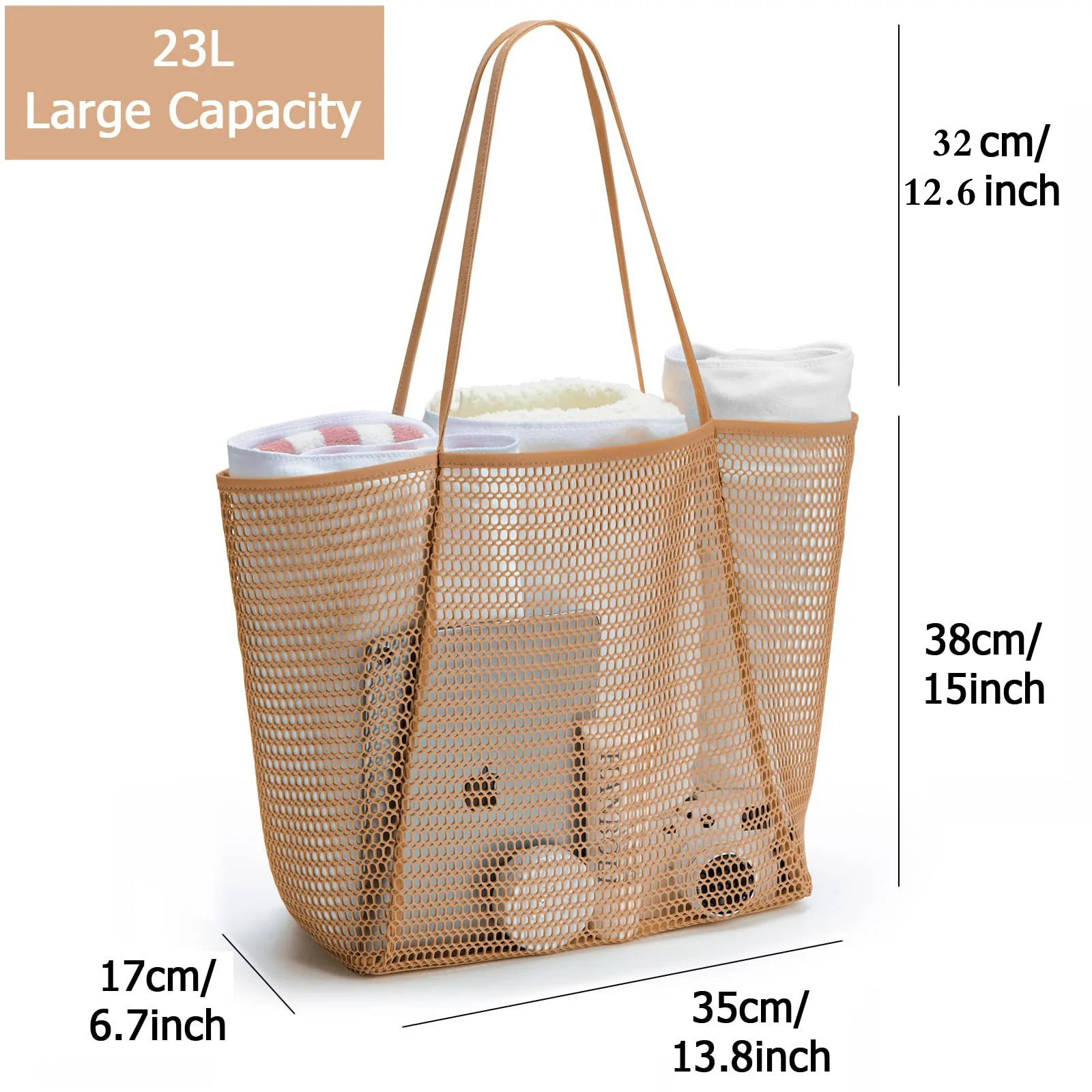 Swimming Accessories Big Reusable Shopping Net Tote Swim Clothing Bag Recycled Mesh Shower Storage Beach Bags 2024