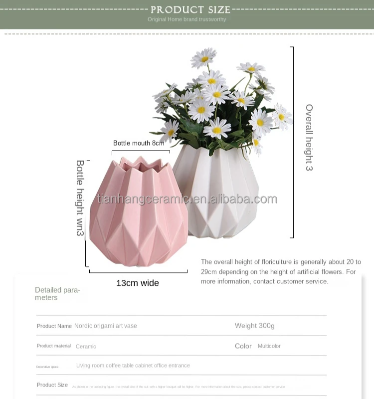 Nordic Interior table decoration Accessories Origami shape White Ceramic Vases For office Home Decor.jpg