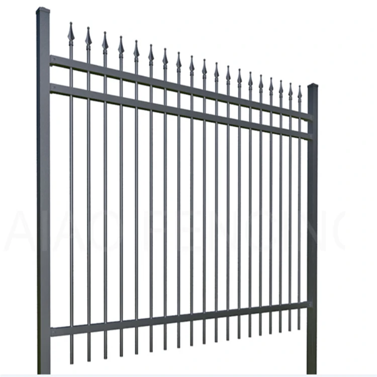 Ornamental galvanized wrought iron steel picket fence for garden