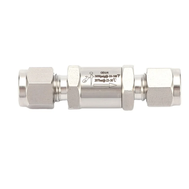 High Pressure 3000 Psi Inline Instrumentation Filter 1/4inch NPT Double Ferrule Tube End Check Valve