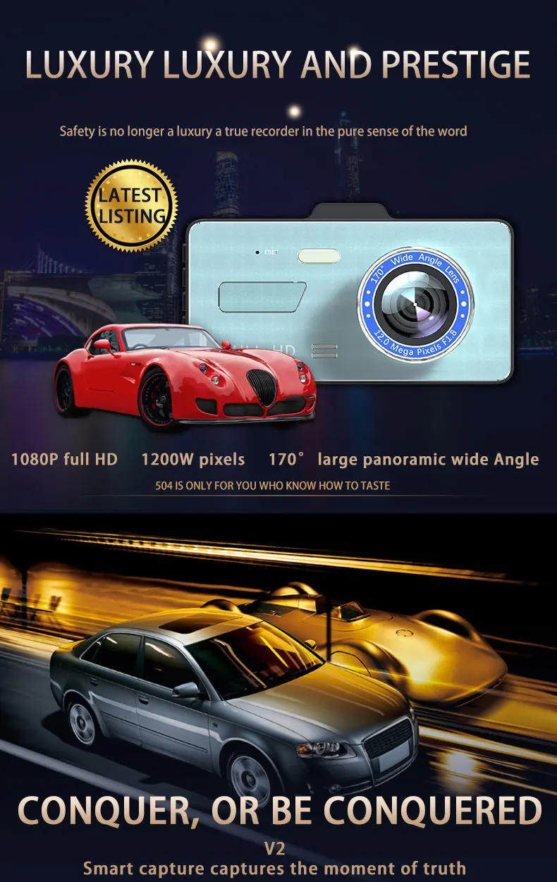 New Dash cam Driving Recorder  Dual Lens CAR DVR FHD1080P Touch Screen With Backup Rear Camera Registrar Car Video Recorder