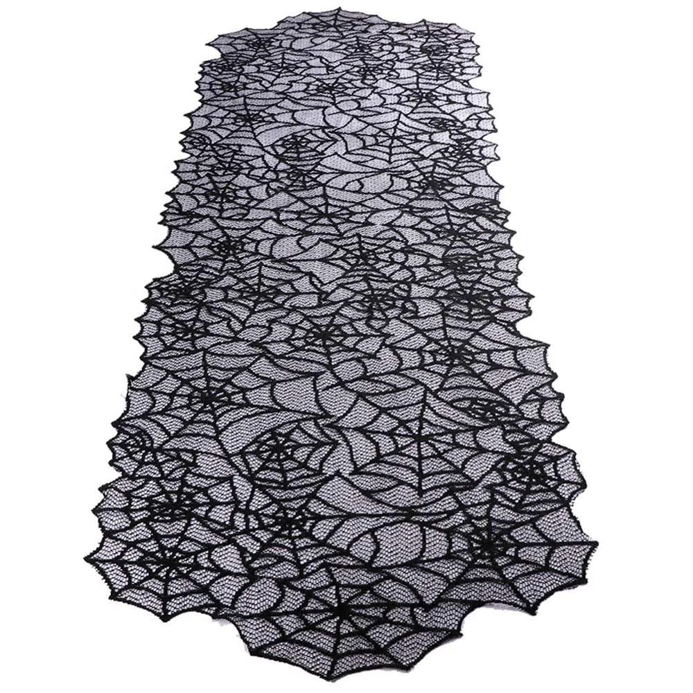 OurWarm 20x80 дюймов черный кружевной полиэстер Хэллоуин Spiderweb настольная дорожка для Хэллоуина украшение стола