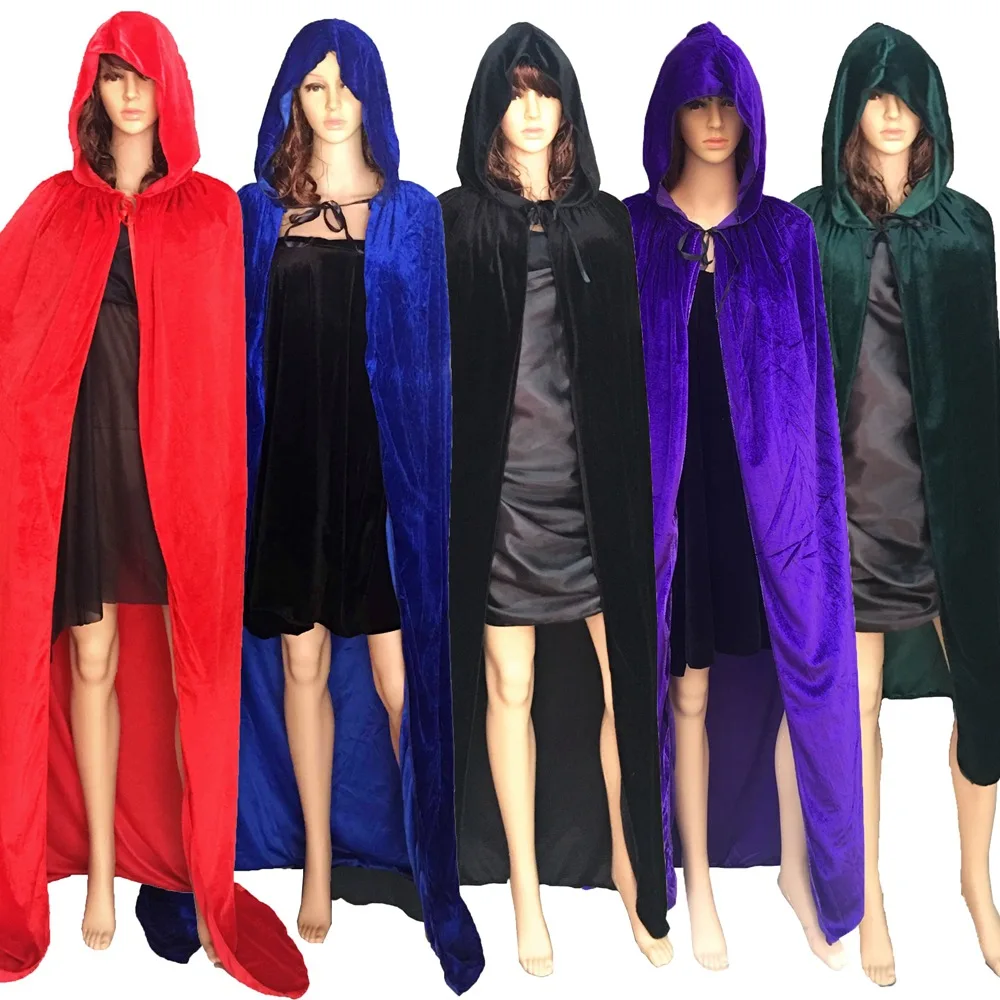 
Solid Color Halloween Party Velvet Cloak Pull Over Pluvial and Festival Mantle for Adult 