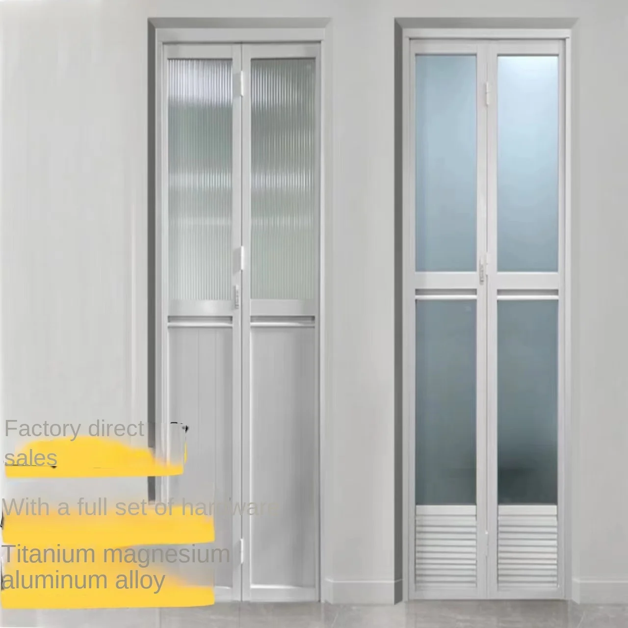 Custom Stained Glass Folding Soundproof Glazed Small Accordion Doors Slim Frame Interior Bifold Door