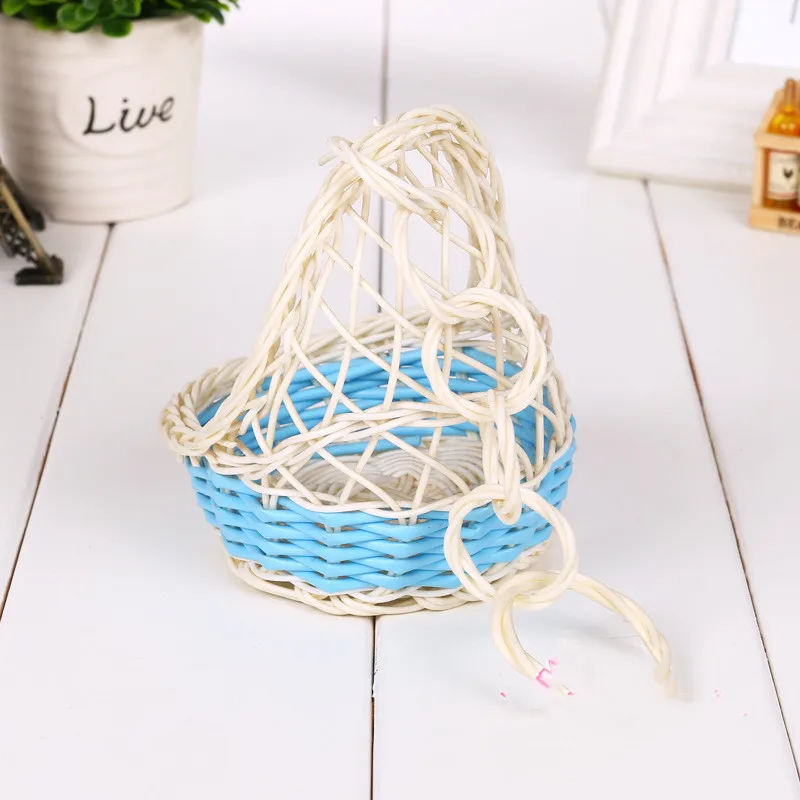 New Design Decorative Mini Round Plastic Rattan Woven Handmade Gift Candy Basket For Wedding