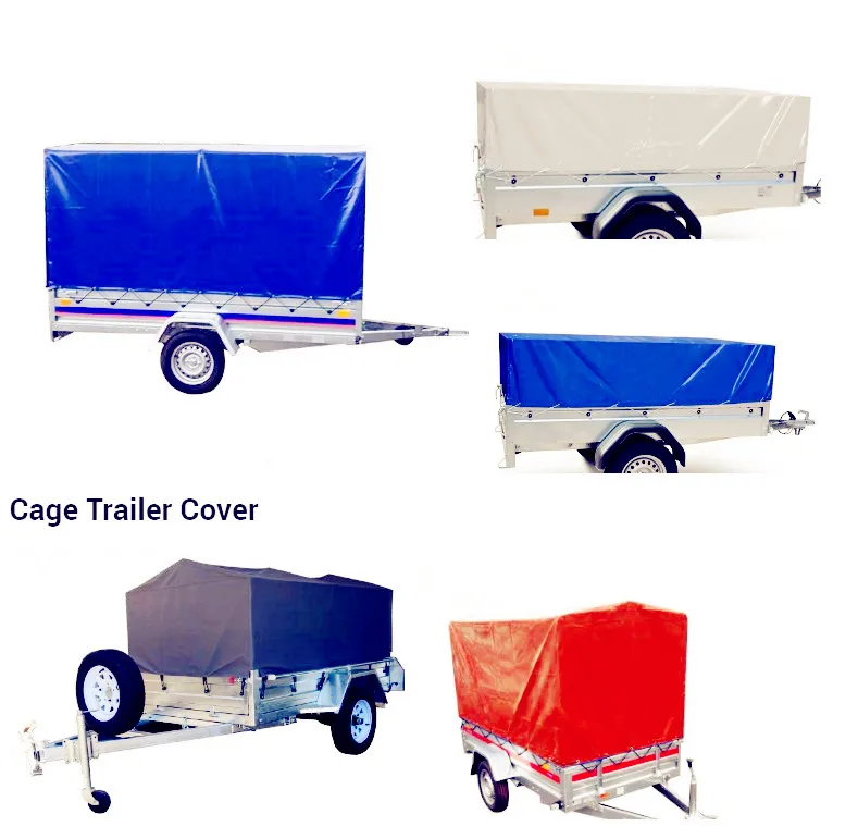 620gsm Custom Utility Box Trailer Cover Blue PVC Tarpaulin Cover with bungee rope