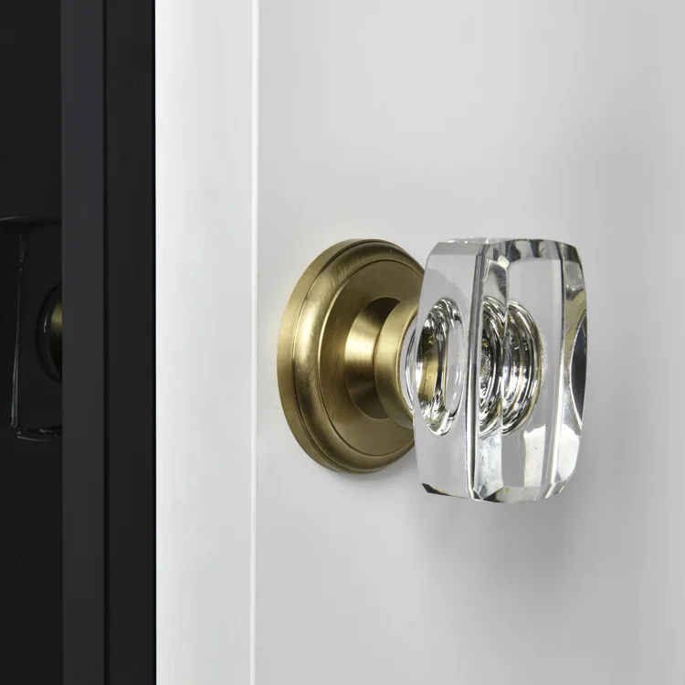 Hot selling luxury crystal door handle family door rectangular transparent crystal door handle high standard molding process