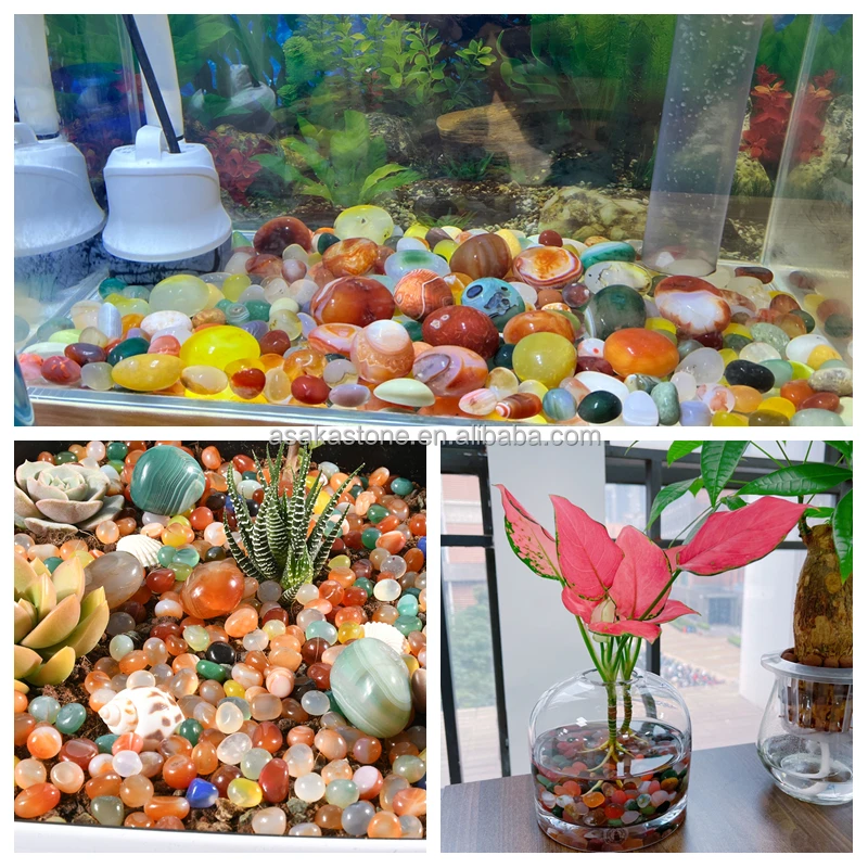 Natural red agate tumbled River stone Pebble gemstone chalcedony healing crystal decorative fish tank aquarium & flowers plants