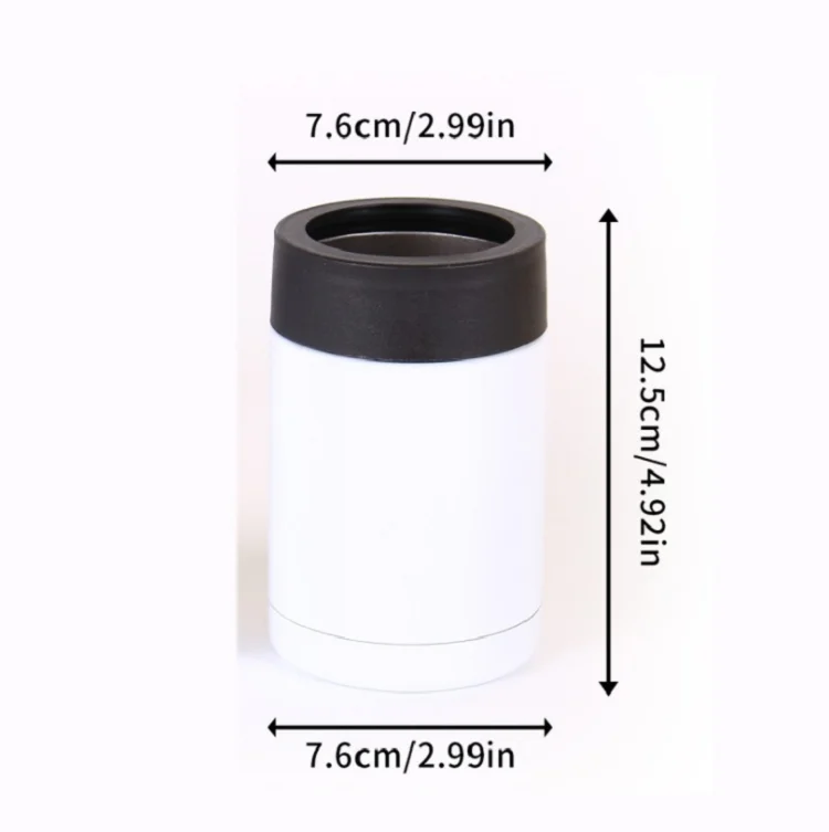 Reusable 12oz vacuum insulated keep cold cancooler white blank for sublimation stainless steel can cooler