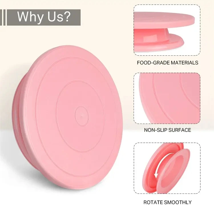 Plastic Cake turntable Kitchen Baking Tools set Decoration Accessories Stand DIY Mold Rotating Stable Anti-skid Round Cake Table