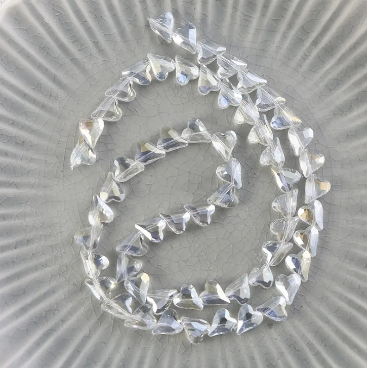 Glass beads manufacturers diy bracelet necklace jewelry accessories  Heart-shaped transparent crystal loose beads  Plating bead