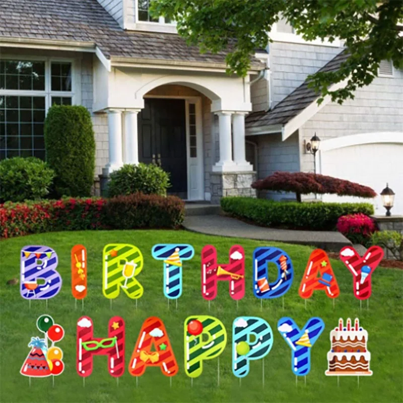 Custom reflective Happy Birthday Letters Yard Signs With  Stakes