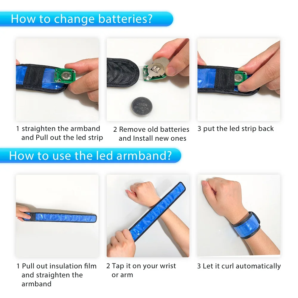 LED Flash Bracelet for Bar Luminous Running Armband Cycling Warning Wrist Strap Glowing Slap Webbing Neon Light Party Supplies
