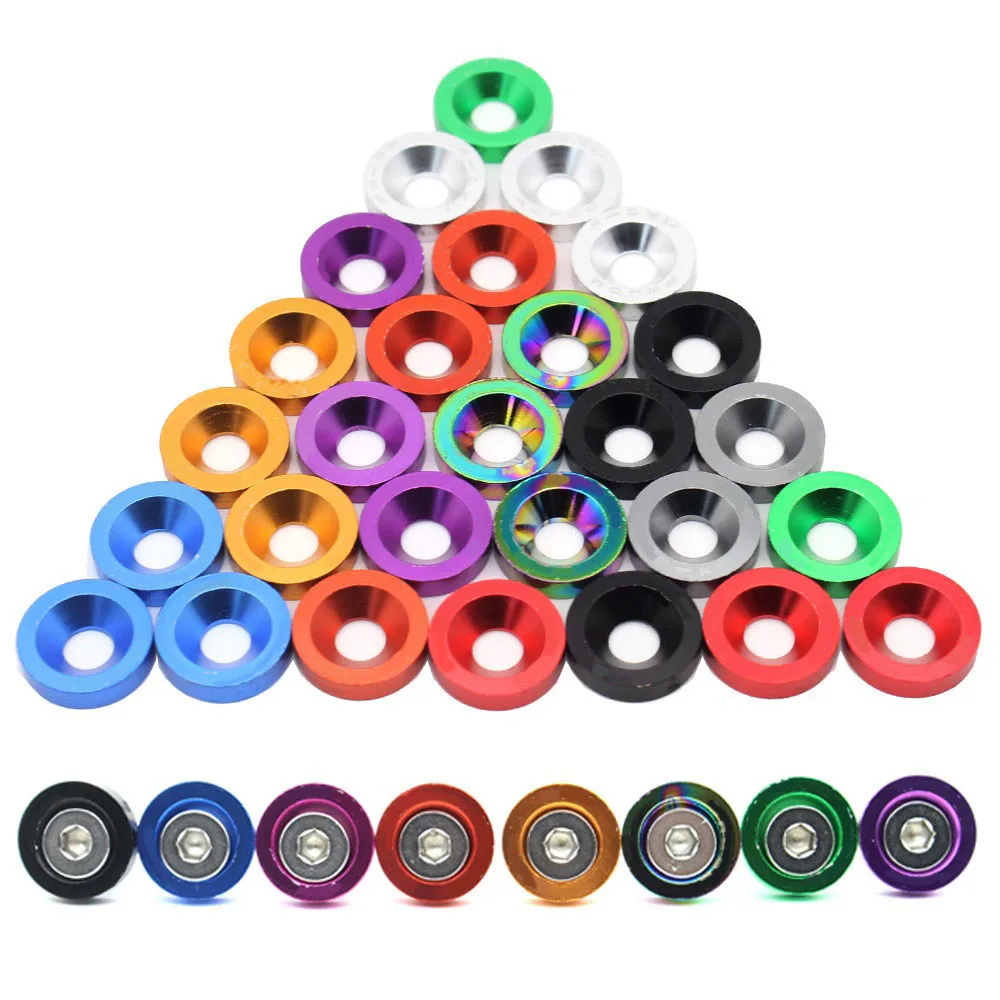 Factory Direct M6 Conical Aluminum Fender  Washer  Car Modified M6 washer and bolt Set