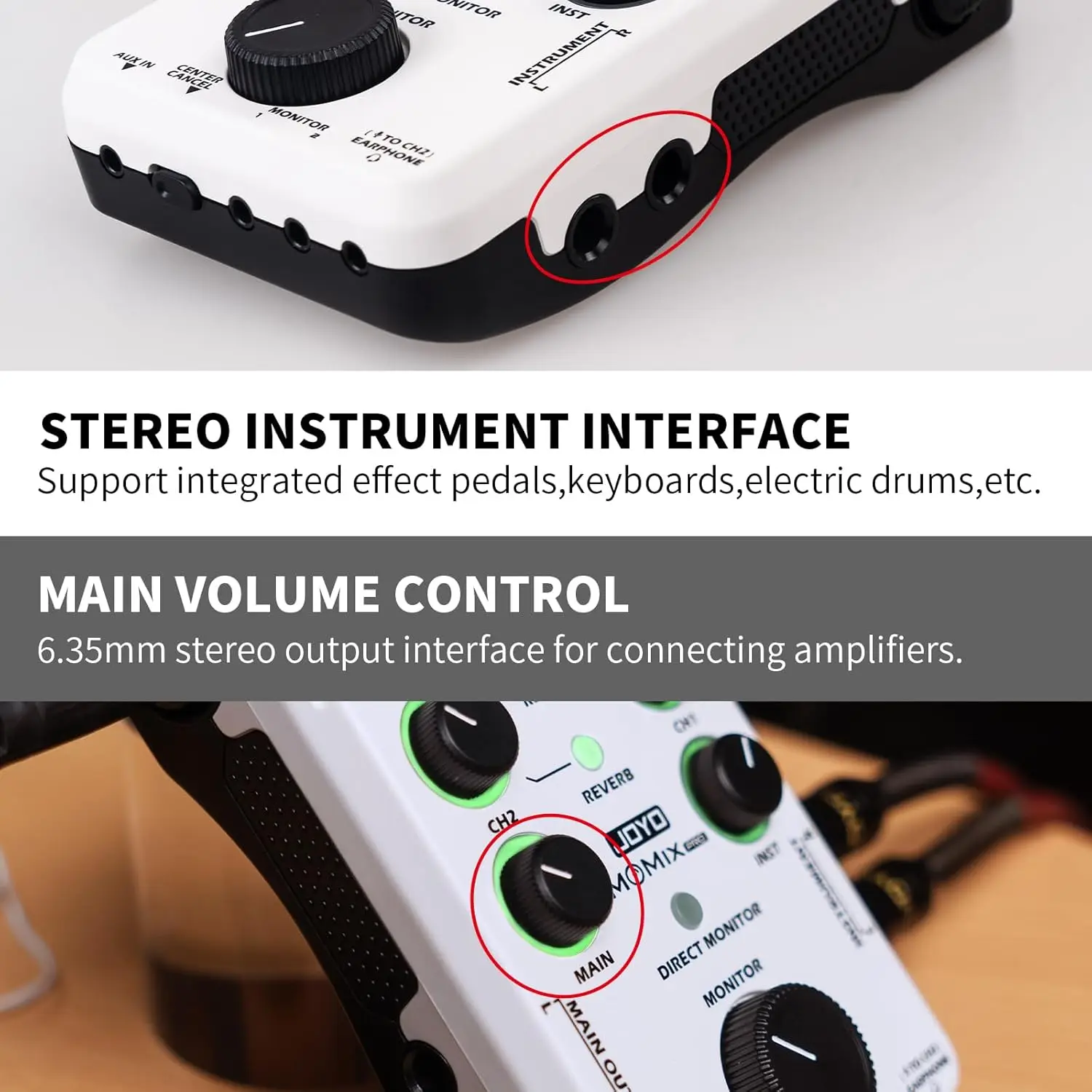 High quality Joyo MOMIX PRO Portable mixer Live and record mini white audio mixers Dual Channel band Portable audio mixer