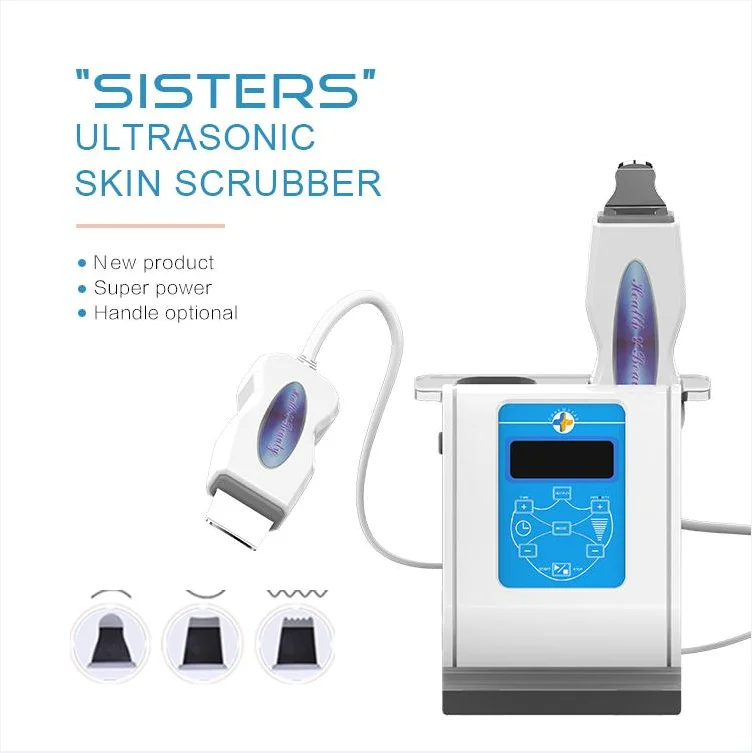 Ультразвуковой скребок для кожи с двумя ручками, машина для глубокой очистки лица, удаление грязи, черных точек и омертвевшей кожи