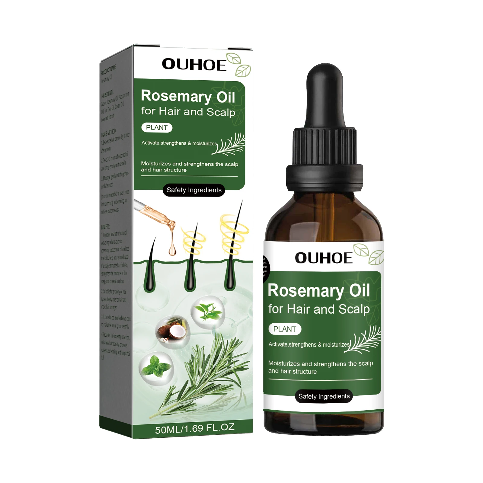 2024 New Arrival  Organic Rosemary Min Oil For Hair Growth Nourish Strengthening Scalp Care Oil Beard Growth Oil