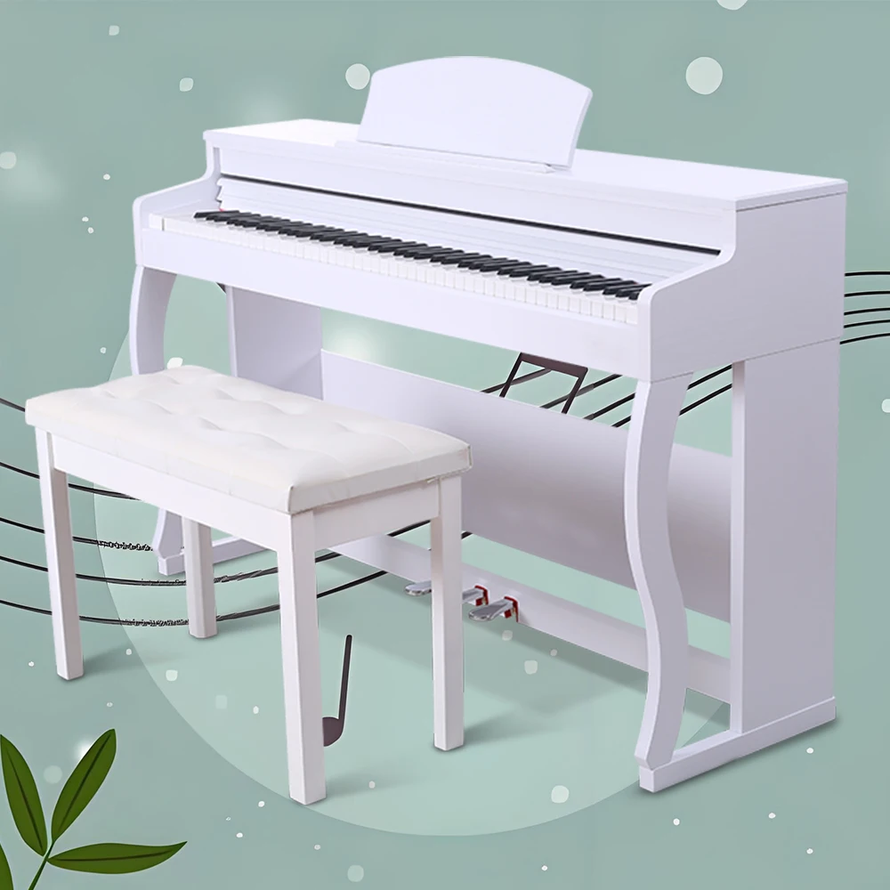 Digital Piano PVC Wood Grain 88-Key Hammer Action Keyboard Slide Cover Design USB MIDI Pure Piano Sound YM-A88