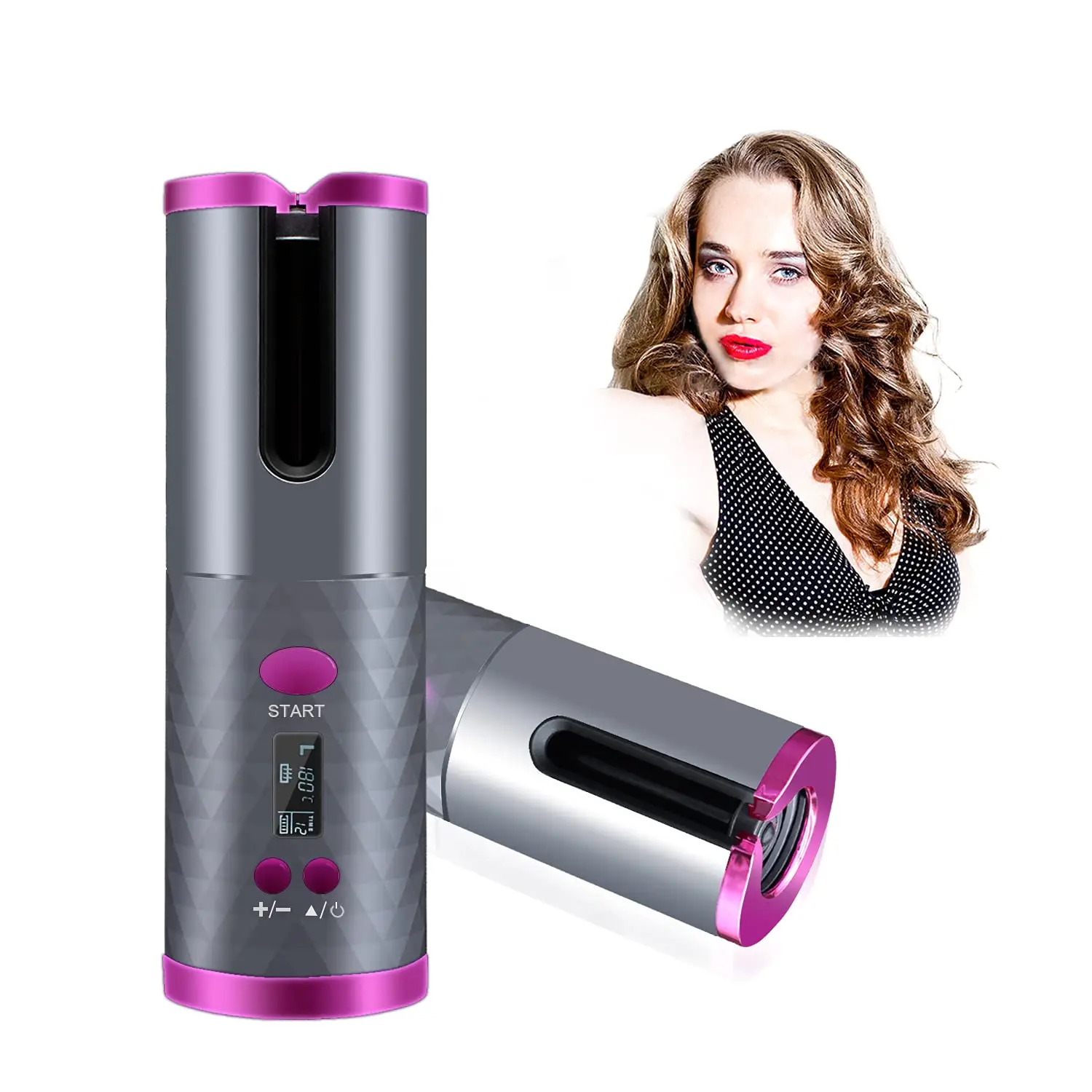 
Professional USB Rechargeable Wireless Hair Roller Curler Curling Irons Portable Ceramic Cordless Automatic Hair Curler 