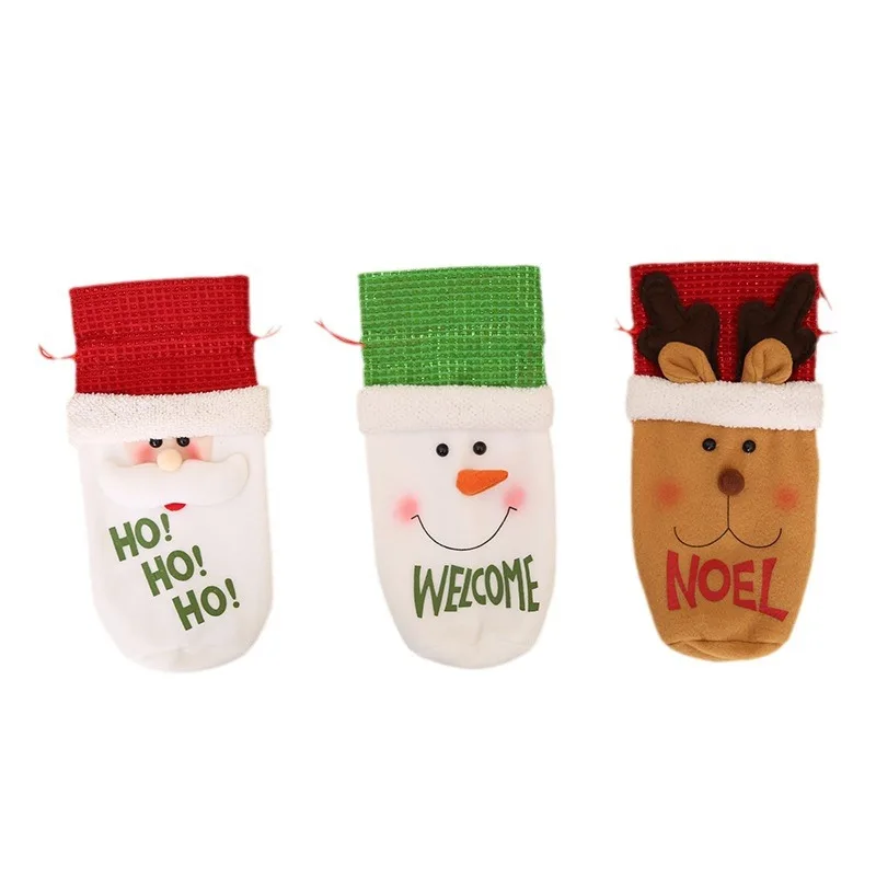 New Design Xmas Snowman Wine Bottle Cover Bags with Drawstring for Christmas Party