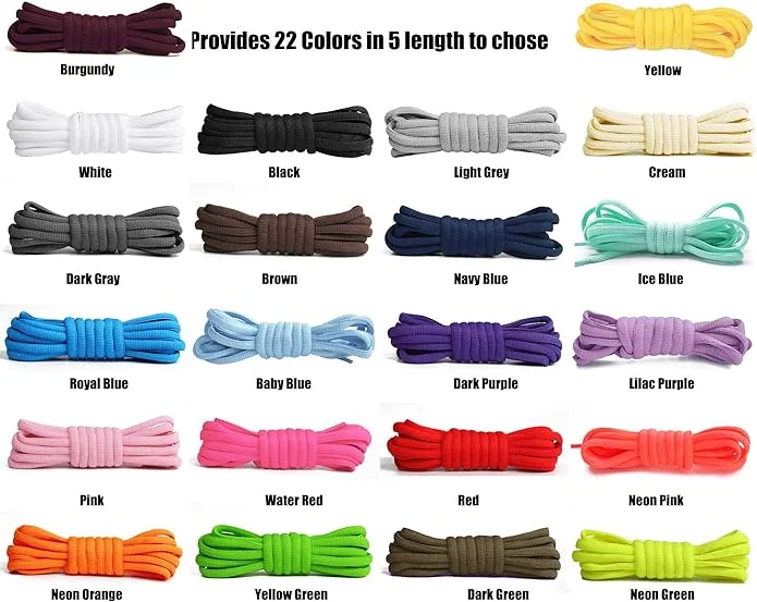 Fashion Multi-Color Polyester Oval Half Shoelaces With Plastic Metal Aglets Custom Solid Round Shoe Laces for Sneakers