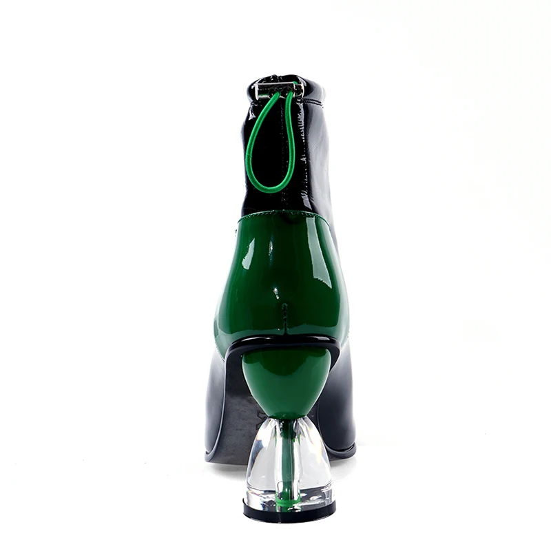 WETKISS Fashion Custom Shoes Wholesale Patent Leather Ankle Boots Transparent Strange Heel Boots Women Shoes Ladies Boots Winter