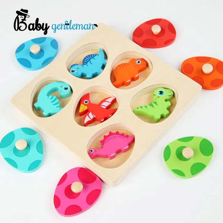 Wooden Hand Grasp Capital Puzzle Kids Early guess who I am dinosaur puzzle toy Z01465A