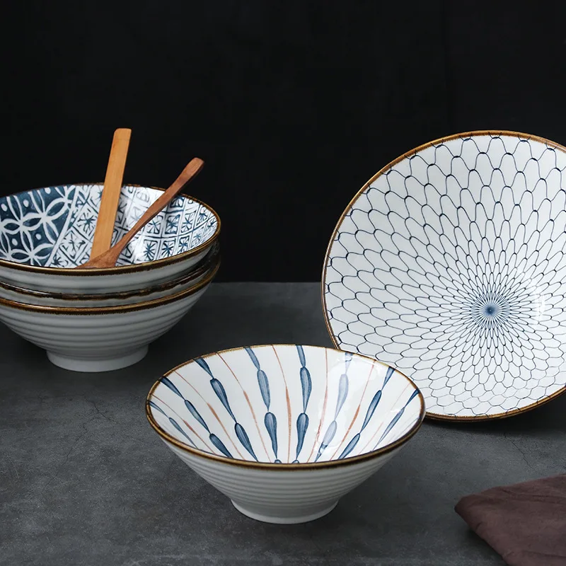 Porcelain Bowls Ceramic Bowl Colorful Big Size Japanese Bowl Chinese A/B GRADE Porcelain & Safe for Dishwasher Customized Round