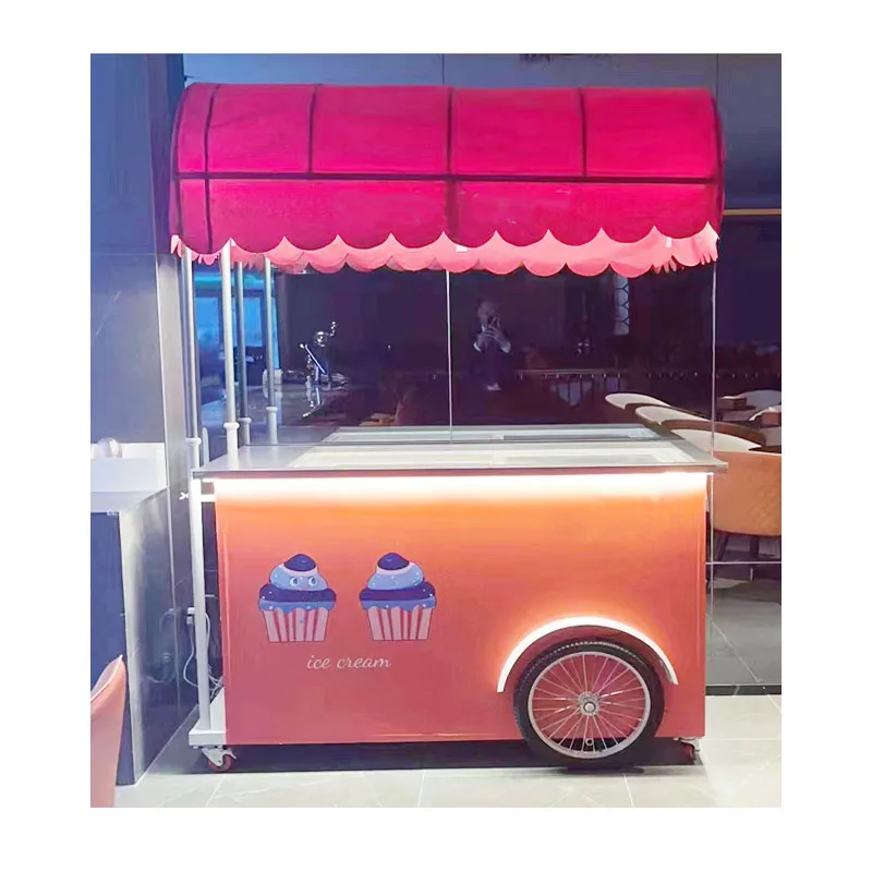 New Design Ice Cream Push Cart With Ice Cream Vending Carts Ice Cream Cart For Sale