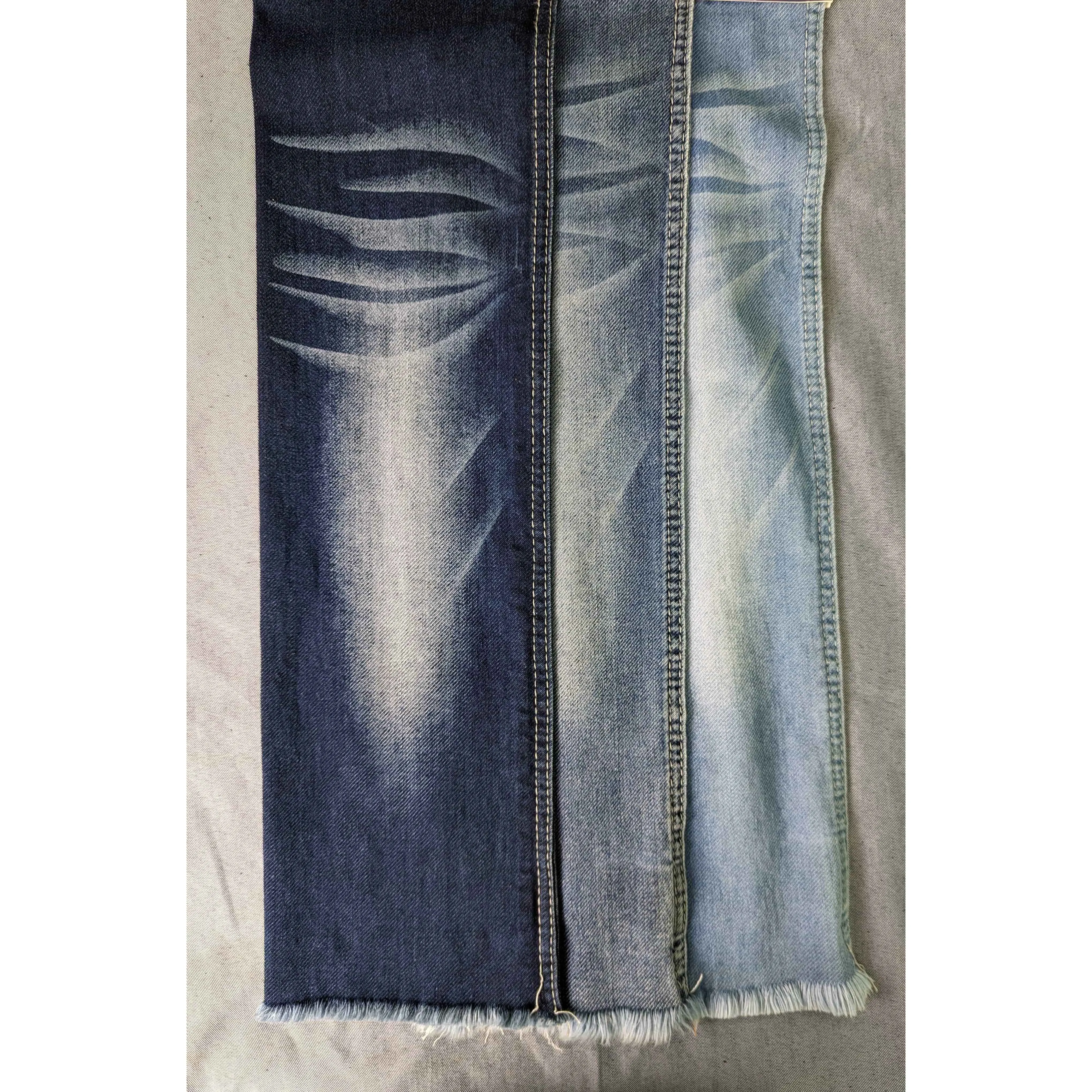 In stock items light jeans denim fabric cotton  polyester  spandex power stretch materials  for men jeans