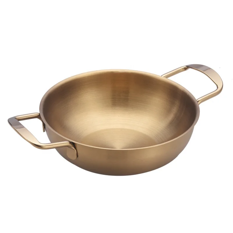 Корейский стиль титановый Золотой кулинарный рамен shabu кастрюля для морепродуктов лапши супа кастрюли из нержавеющей стали с двойной ручкой