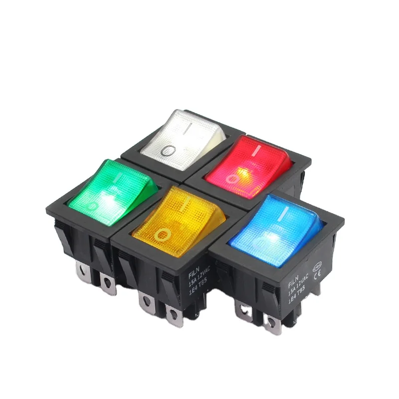 Оптовая продажа с фабрики FILN 22x30 мм серебристая точка контакта 6 контактов на 16 А клавишном переключателе 250 В красным зеленым синим желтым и белым