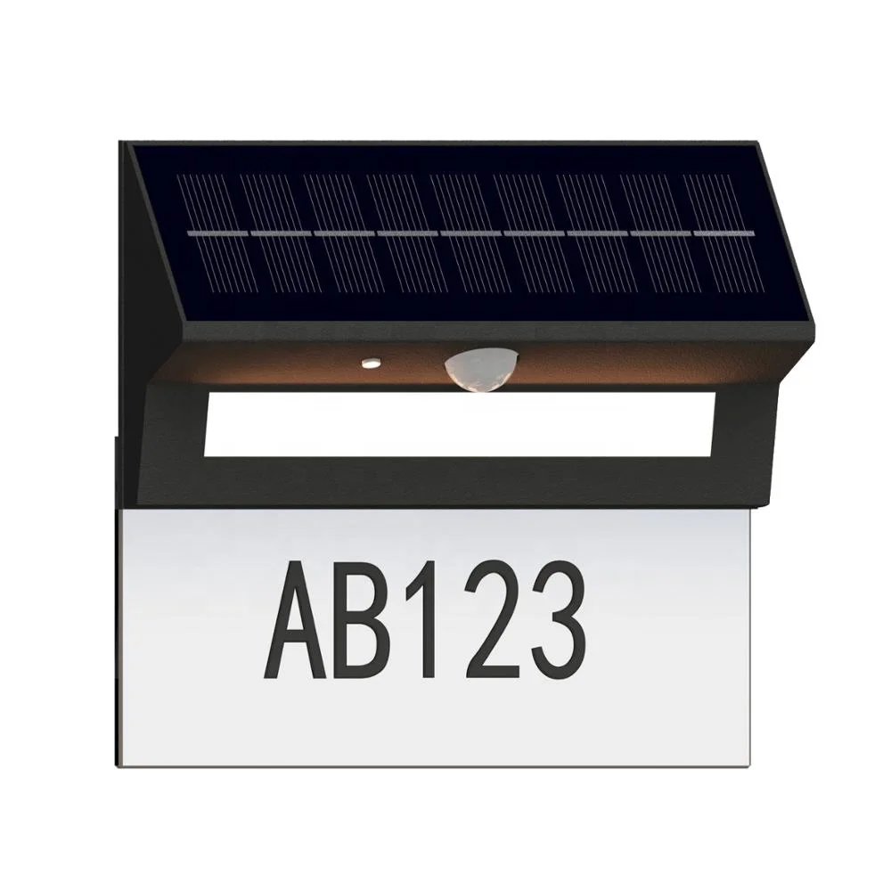 
NBHANYUAN 2021 new arrival outdoor waterproof dark to dawn 4 led with battery stainless steel solar house number light for door 