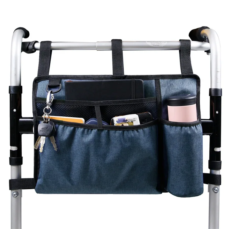 Wholesale Double Sided Walker Bag Basket Adult Folding Walkers Rollator Organizer Carry Storage Armrest Pouch