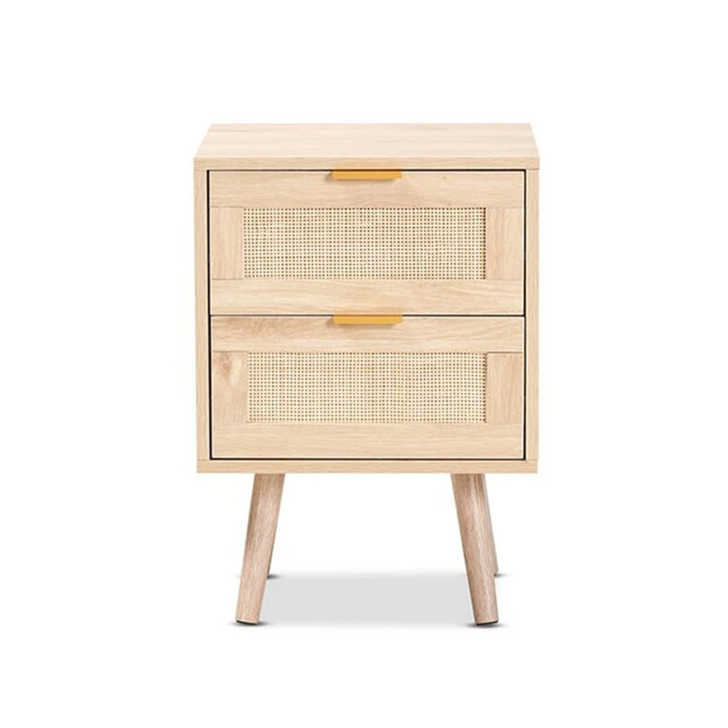 Производитель современной 2 ящиками тумбочке MDF деревянная спальная мебель из ротанга прикроватный столик