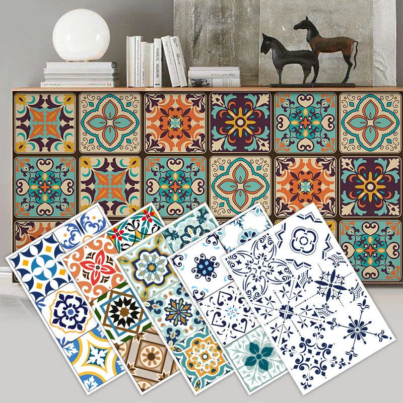 Traditional Talavera Tile Stickers For Bathroom &Amp Kitchen Backsplash Decoration Waterproof Removable Wall Stickers
