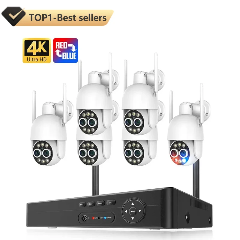 Techage 8MP 4K WIFI IP Camera Outdoor Security 8X Zoom 4K PTZ Dual Lens Wireless Video Surveillance CCTV Cameras P2P Speed dome