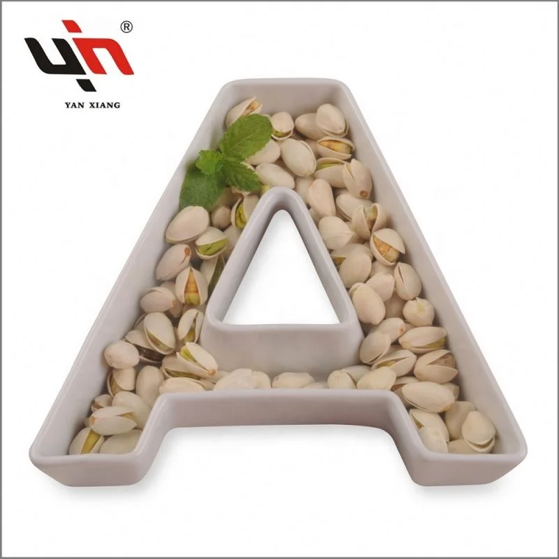 Factory Price Ceramic A To Z White Ceramic Heart Shape Letter Dish Ceramic Snack Serving Dish Dinner Set For Party